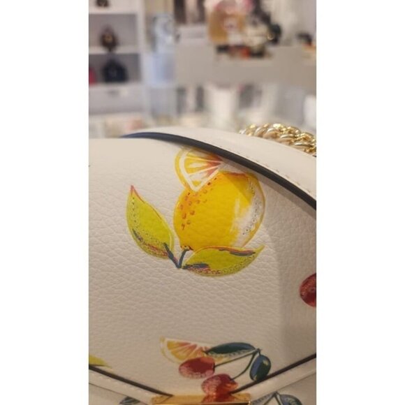 Michael Kors shoulder bag whitney medium fruit print MK purse Optic White - Picture 8 of 11